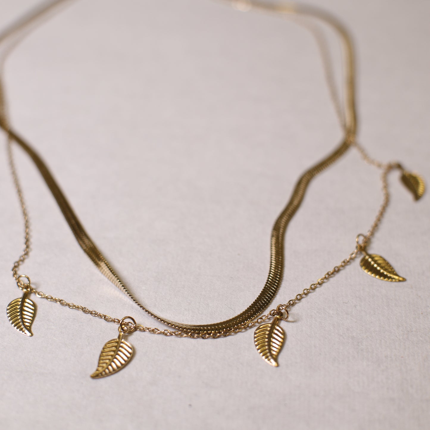 N0003 Leaves layer necklace