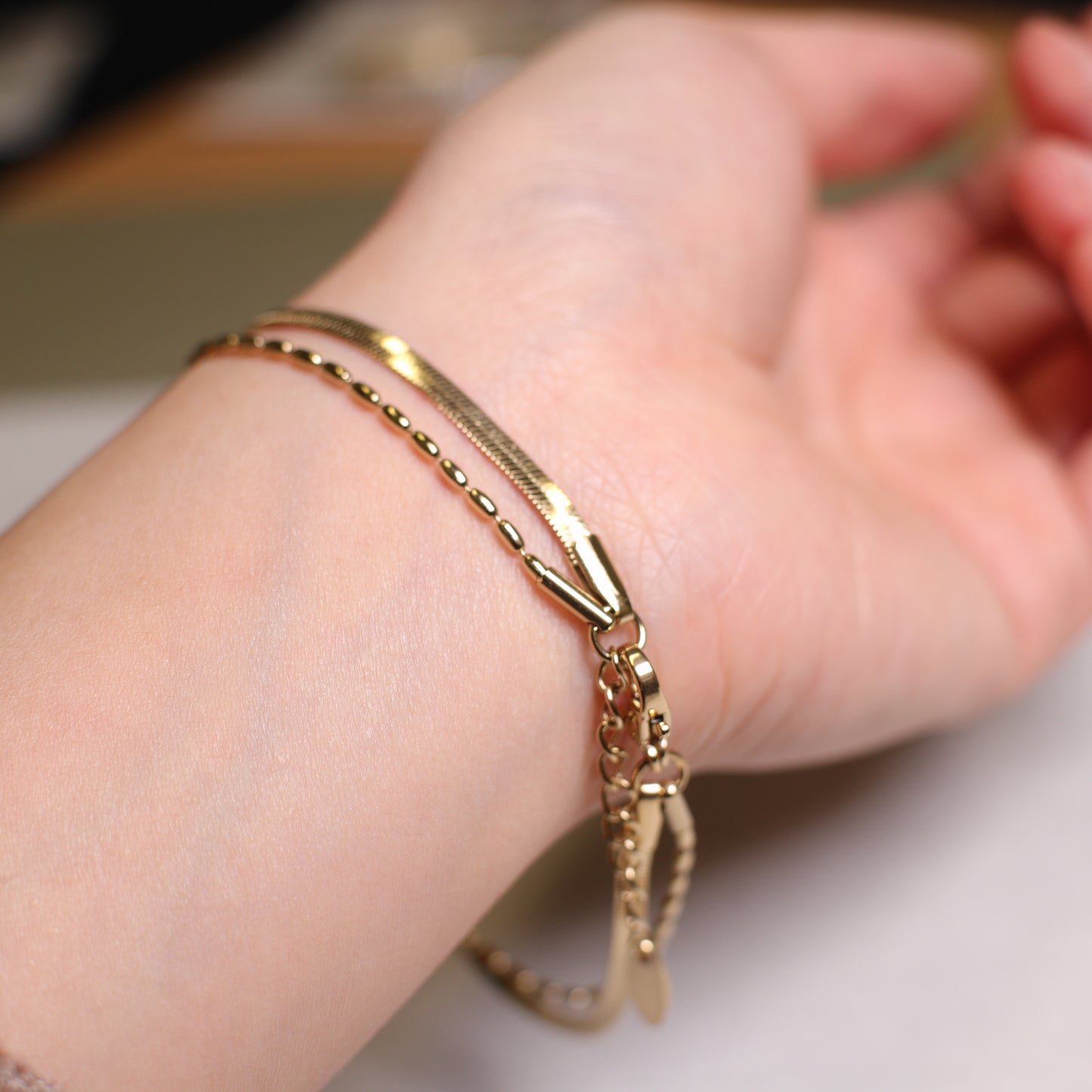 B0003 Layer bracelet snake chain rice chain