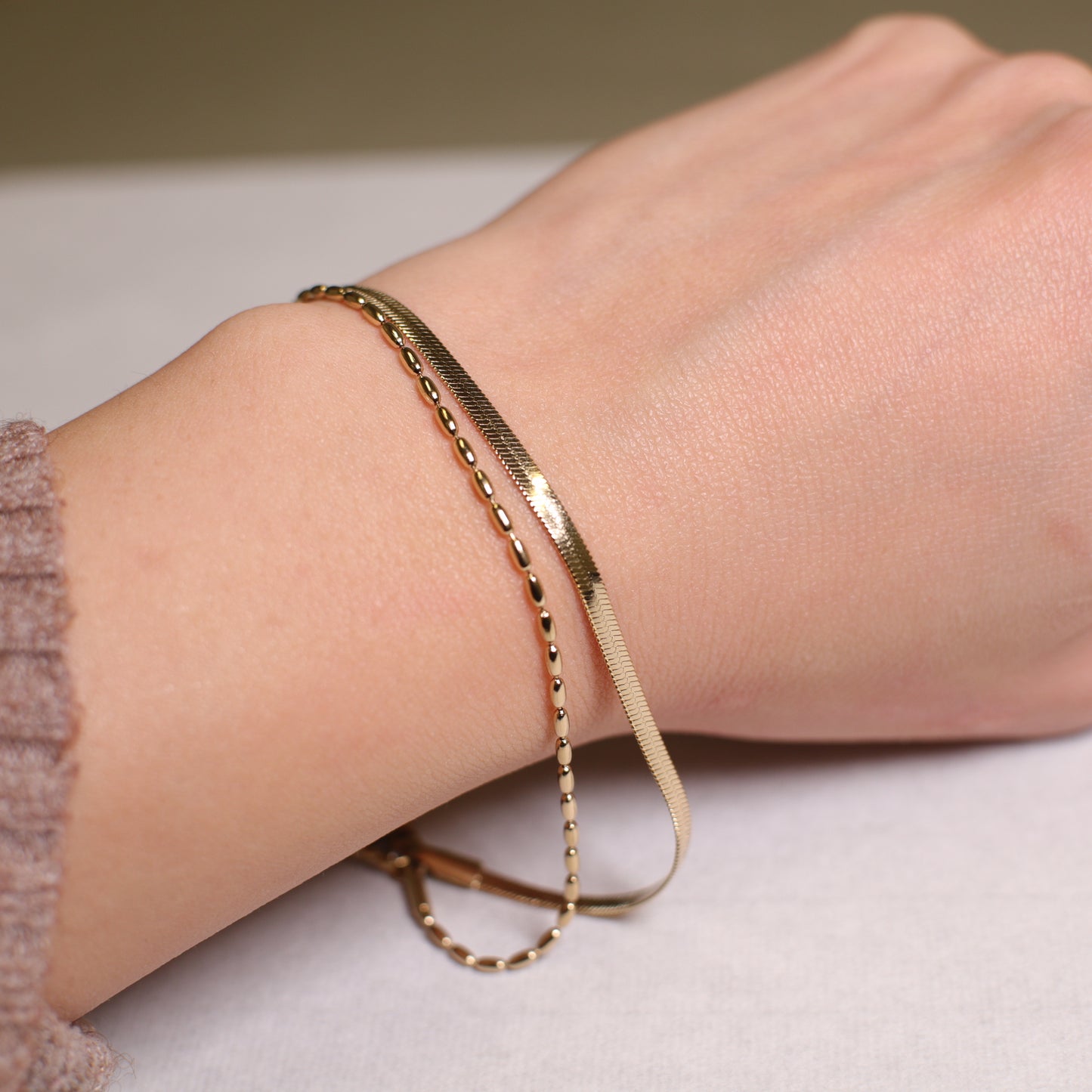 B0003 Layer bracelet snake chain rice chain