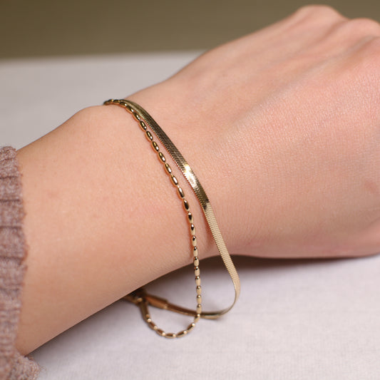 B0003 Layer bracelet snake chain rice chain
