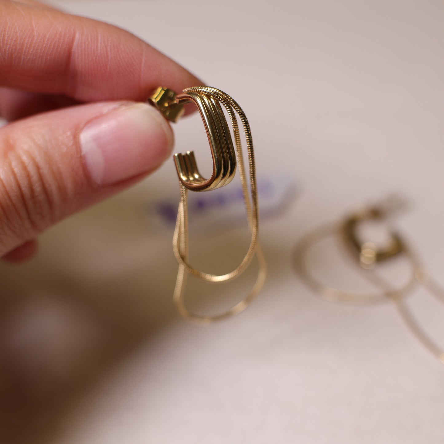 E0001 Silk thread dangle earrings