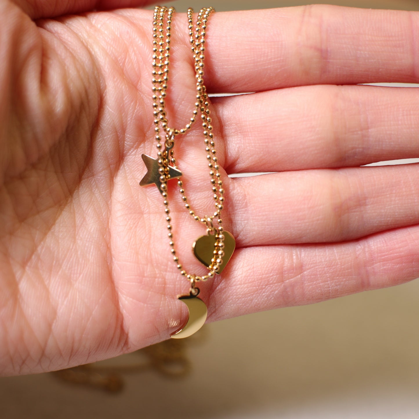N0001 Star heart moon layer necklace