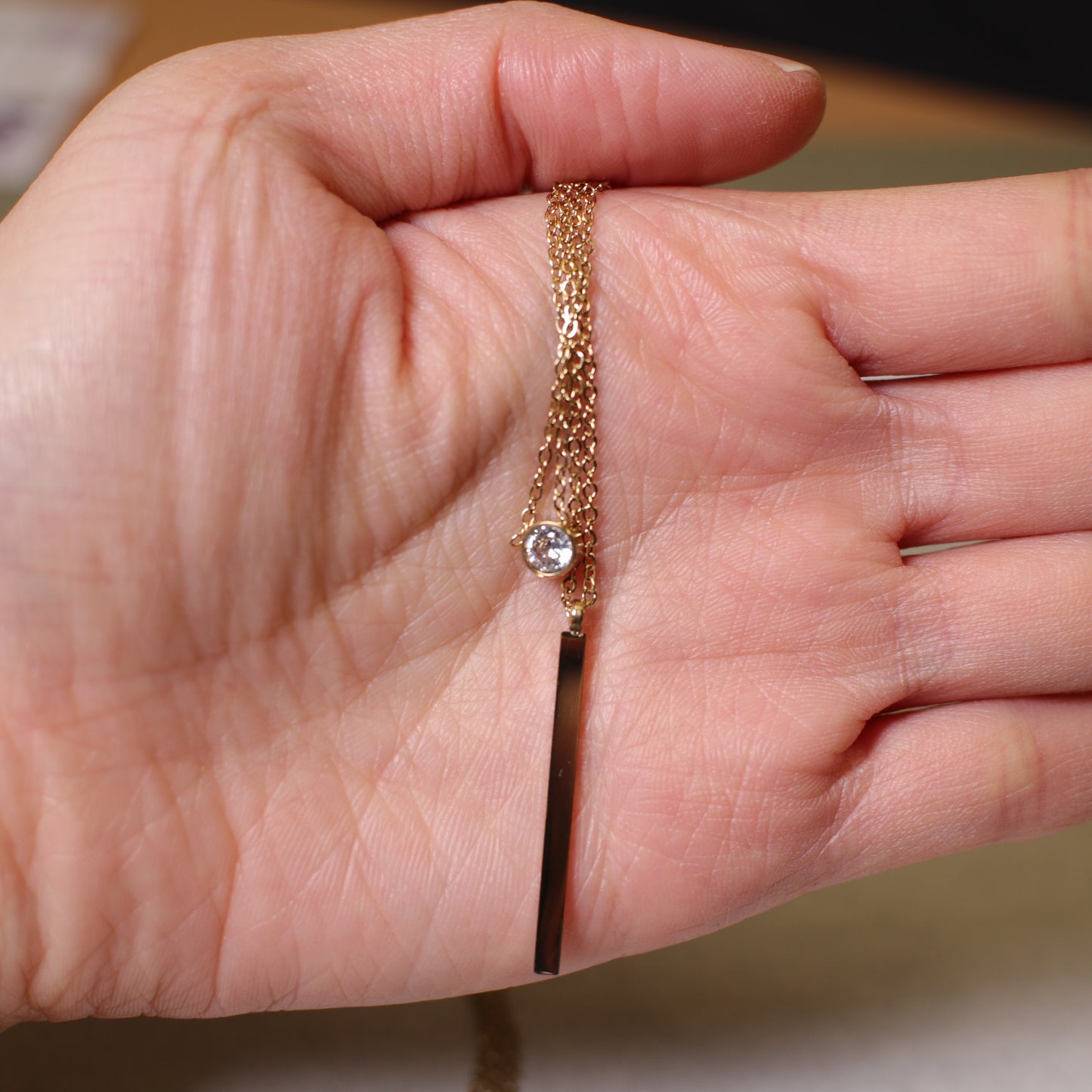N0002 Clean zircon layer necklace