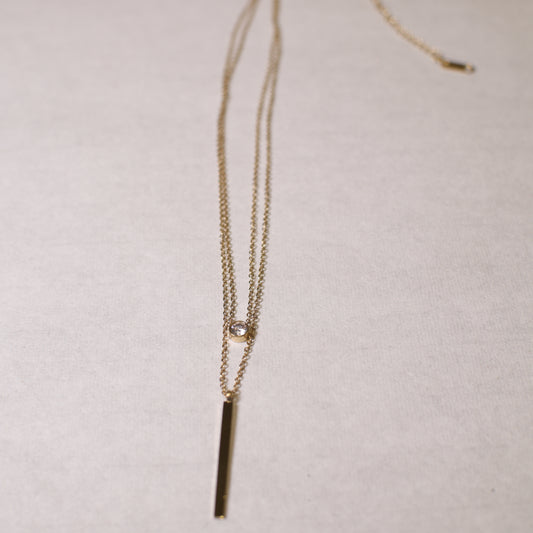 N0002 Clean zircon layer necklace