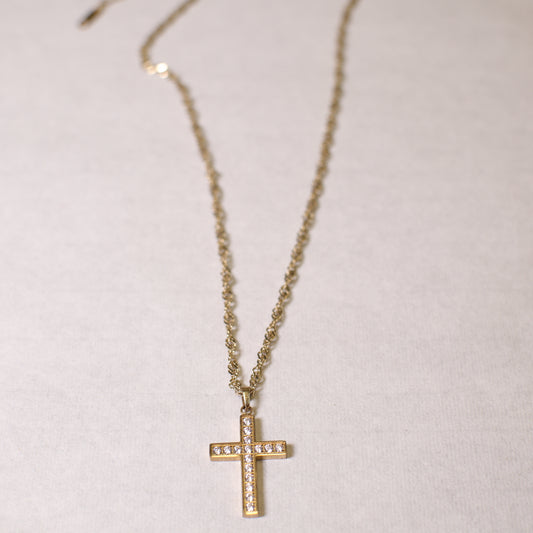 N0004 Zircon cross necklace